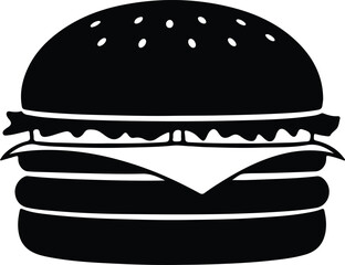 Illustration classic burger silhouette tasty food meal silhouette vector
