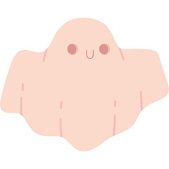 Cute Pink Ghost Character with Smiling Face and Transparent Background for Halloween and Spooky Themes