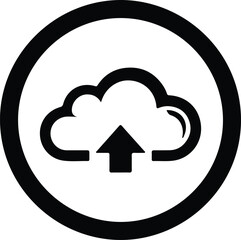 Illustration of cloud upload arrow inside circle graphic silhouette vector