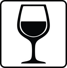 Illustration of simple wine glass icon in frame silhouette vector