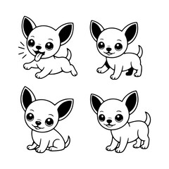 Cute cartoon chihuahuas in different playful poses showcasing their charm