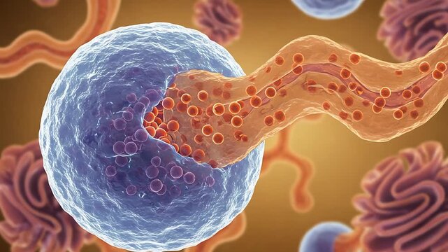 Detailed Microscopic Animation of Cells and Endoplasmic Reticulum Interaction Depiction, cell