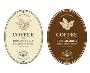 collection of coffee labels isolated on white backgraund