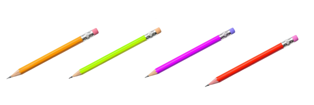Set Of Different Color Pencils isolated, School Accessories PNG 