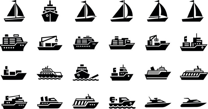 Watercraft icon collection Vector