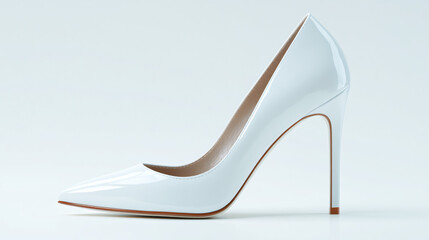 White high heel shoe isolated on white background in a studio shot