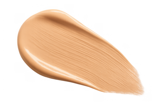 Beige liquid foundation swatch demonstrating smooth creamy texture and skin tone color, cosmetic makeup beauty product sample