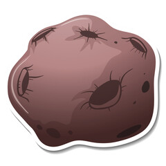 Cratered asteroid with irregular shape and muted brown coloration isolated on a transparent background displaying a rough textured surface with dark voids and highlights suggesting a celestial object