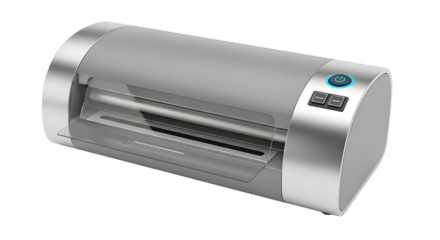 Compact modern electronic machine or scanner device isolated on white background