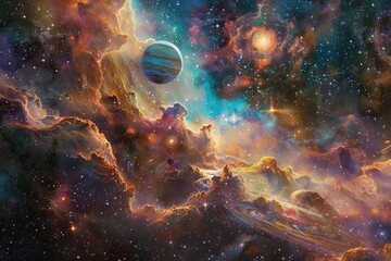 Obraz premium Exploring the Cosmic Garden of Wonder: A Vibrant Journey Through Infinite Possibilities