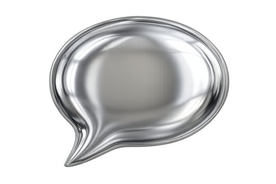 3d chrome speech bubble icon presenting communication, dialogue, social media interaction, and digital chat messaging