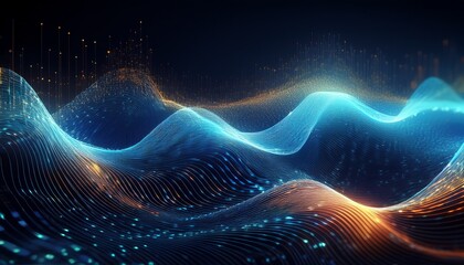 abstract big data visualisation with wavy lines and luminous dots futuristic technological data background