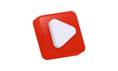 3d icon design play button red color vector