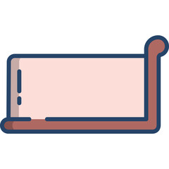 Brown Scroll Document Icon With Light Pink Paper and Dark Blue Outline on Transparent Background Minimalist Design