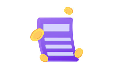 3d vector icon illustration of business payment invoice