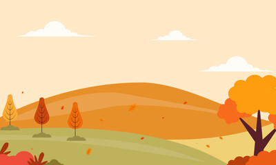 flat design vector autumn quare background and leaves