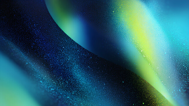 Black dark blue cyan aqua emerald green teal lime yellow white retro abstract background. Color gradient ombre blend. Soft blur light glow. Vintage neon metallic. Grain noise mesh overlay.