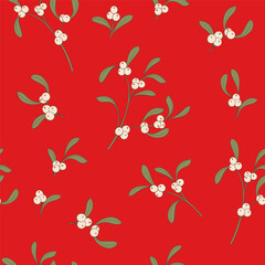 Red Holly and Mistletoe pattern