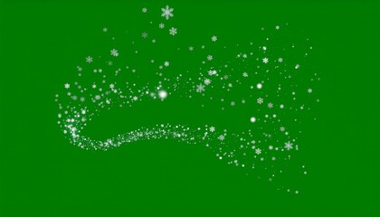 White Snowflakes Swirl on Green Background for Winter Holiday Season