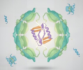 Molecular structure of a chaperone protein complex (e.g., GroEL/Hsp60). The chaperonin facilitates the correct folding of a misfolded target protein inside its central chamber.