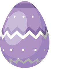 A Purple Easter Egg With White Zigzag And Dot Patterns Centered On A Transparent Background