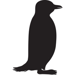 Black Silhouette of a Penguin Standing Facing Right on a Transparent Background Simple Graphic Icon Illustration