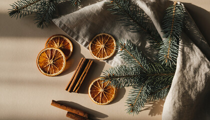 Minimalist Christmas Still Life with Natural Materials