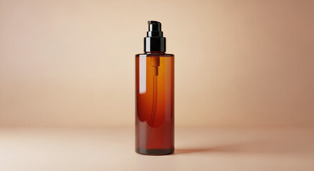 Amber cosmetic bottle with smooth gradient lighting