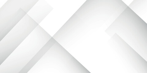 Obraz premium Abstract white and gray background with a modern geometric design of overlapping diagonal layers and subtle shadows.