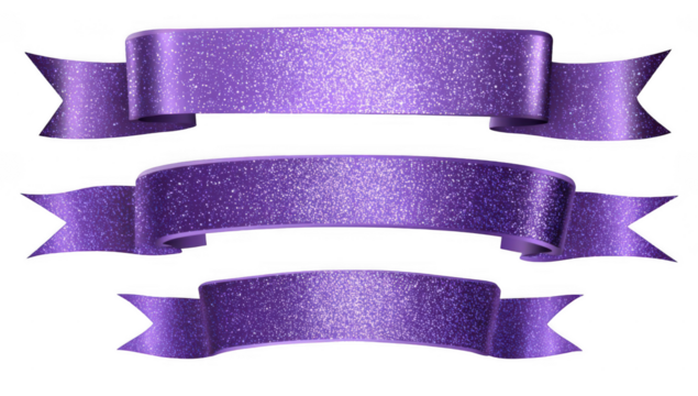 purple ribbons with glitter collection set