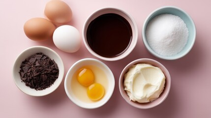 Essential components for making a sweet treat, emphasizing food preparation and love.