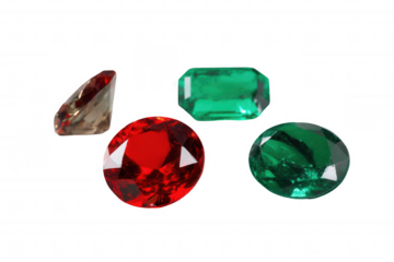 green emerald and red ruby gemstones collection set