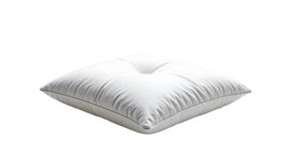 high resolution studio of a soft and clean single white sleeping pillow on a plain white background. Ideal for interior design, hospitality or marketing materials for sleep propillow isolated on white