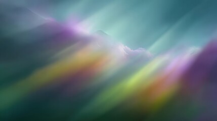 Ethereal Gradient Clouds with Mysterious Light Rays Illuminating a Dreamy Sky in Soft Pastel Colors in Abstract Scenic Landscape Background