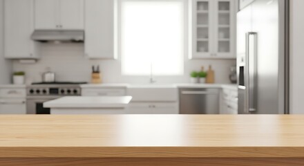 Bright Modern Kitchen With Wooden Countertop And Stainless Steel Appliances For Home Cooking And Everyday Life