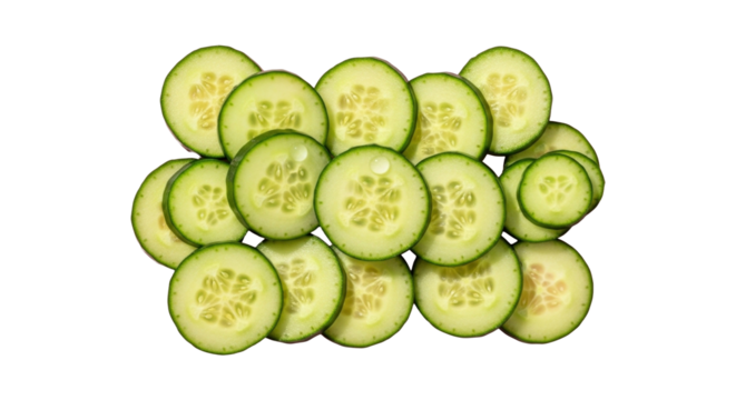 Fresh Cucumber Slices with Water Droplet on Pink Background