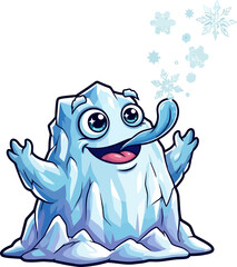 jolly iceberg buddy whimsically breathes fresh snow, spreading pure winter joy