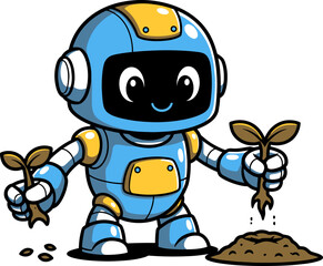 robot diligently plants future sprout, cultivating growth with nurturing care