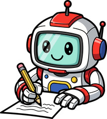 friendly ai assistant writes, learning and creating new intelligent stories