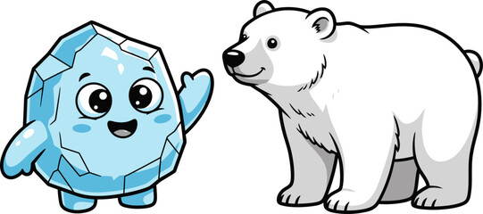 playful ice cube meets gentle polar bear, a cool encounter