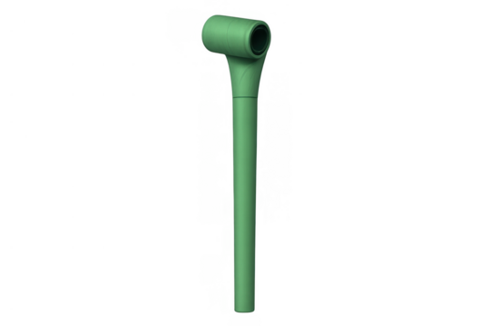 Green party horn noisemaker for celebration and entertainment, blowing up a party, fun event object on transparent background