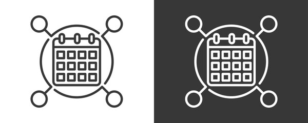 Calendar Icon Set Vector Collection Isolated In Black And White