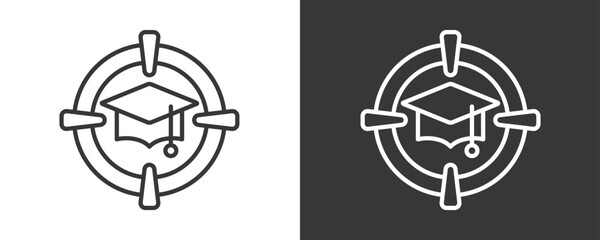 Graduation Icon Set Vector Collection Isolated In Black And White