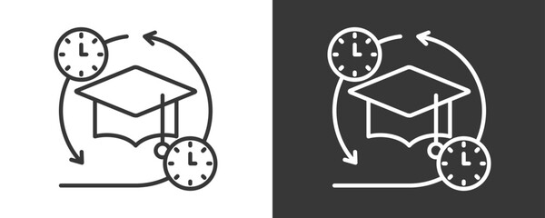 Full Time Icon Set Vector Collection Isolated In Black And White