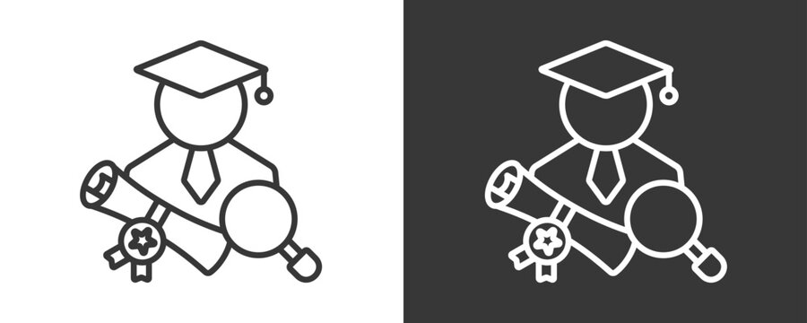 Graduate Icon Set Vector Collection Isolated In Black And White