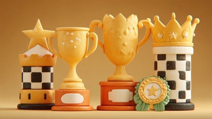 Trophy collection, perfect for concepts about awards, achievements, and competition