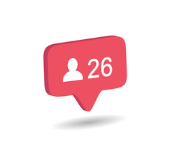 follower notification icon. follower notification png. follower notification isolated. follower notification 3d