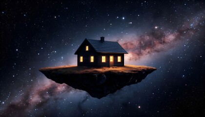 This surreal image is ideal for fantasy book covers, conceptual advertising, digital backgrounds, and prints exploring themes of solitude, dreams, or unique living.