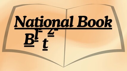 National Book Blitz Month Text Animation on Open Book Background, Reading and Literacy Awareness Motion Graphic