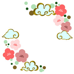 梅と雲の和風フレーム